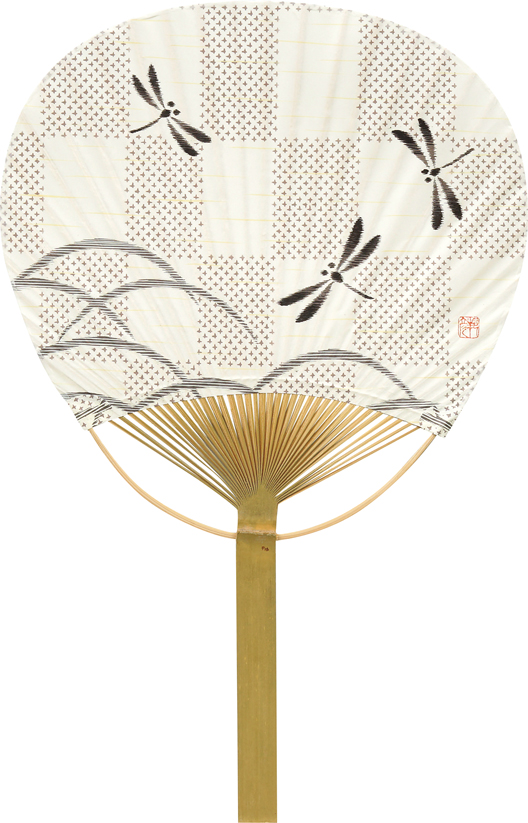竹うちわ 唐月 市松 トンボ